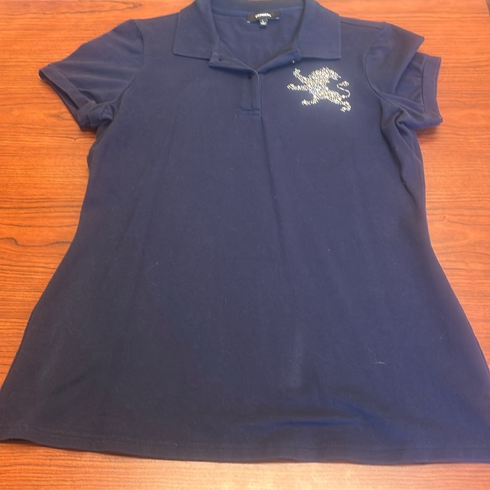 NWOT Express Women's Navy Polo Shirt